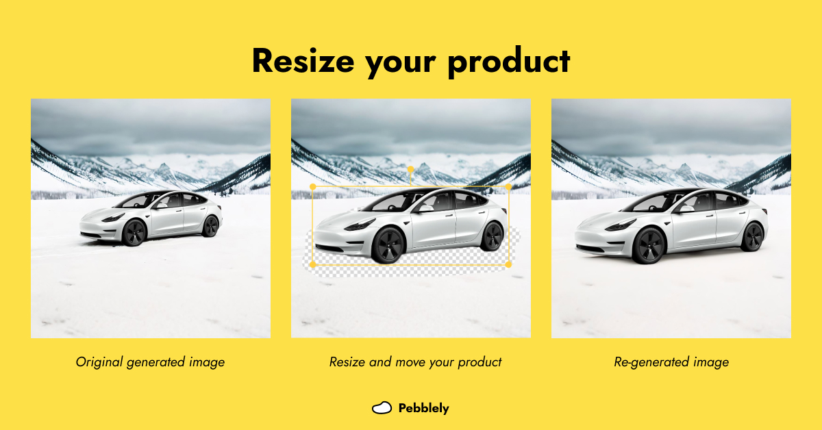 Using Pebblely to resize and move your product in generated images