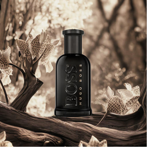 A brown, masculine product image of HUGO BOSS BOTTLED