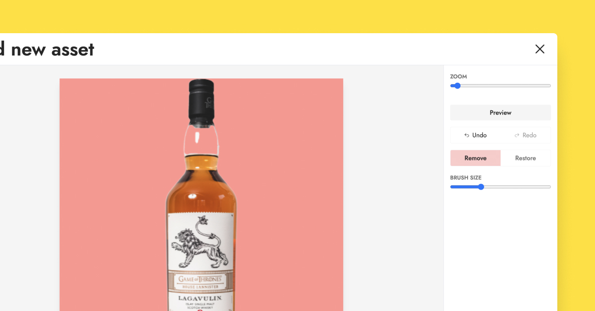 Screenshot of Pebblely where the transparent part of a bottle is removed