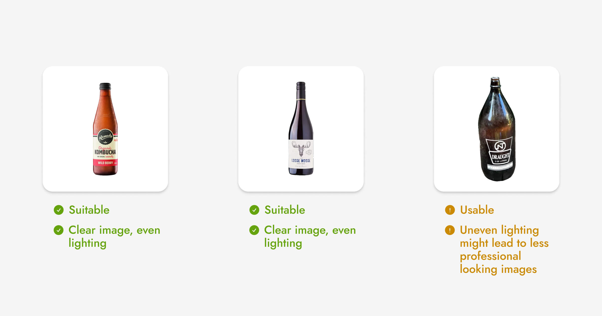 A visual of the best bottle photos to upload into Pebblely