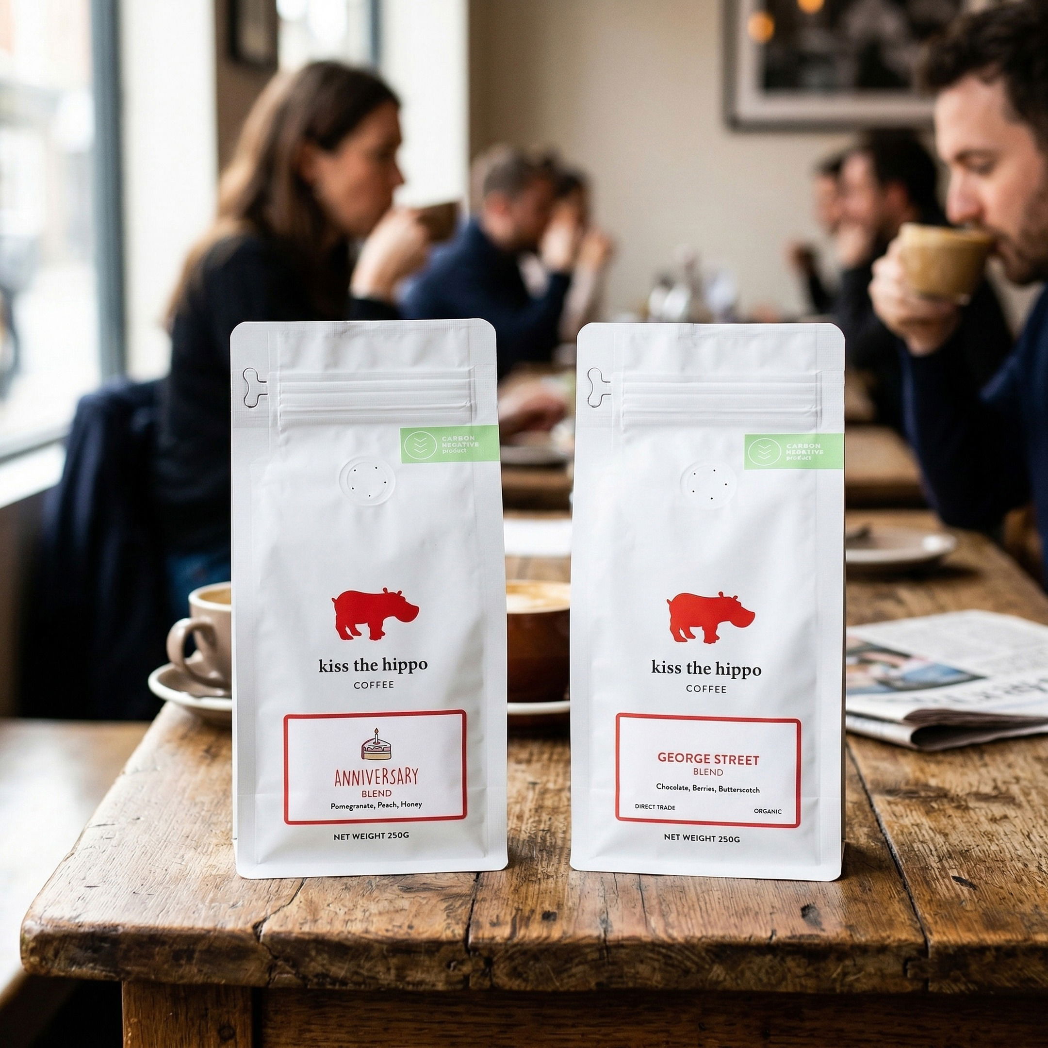 A coffee product with a lot of text reproduced accurately in a Pebblely AI image