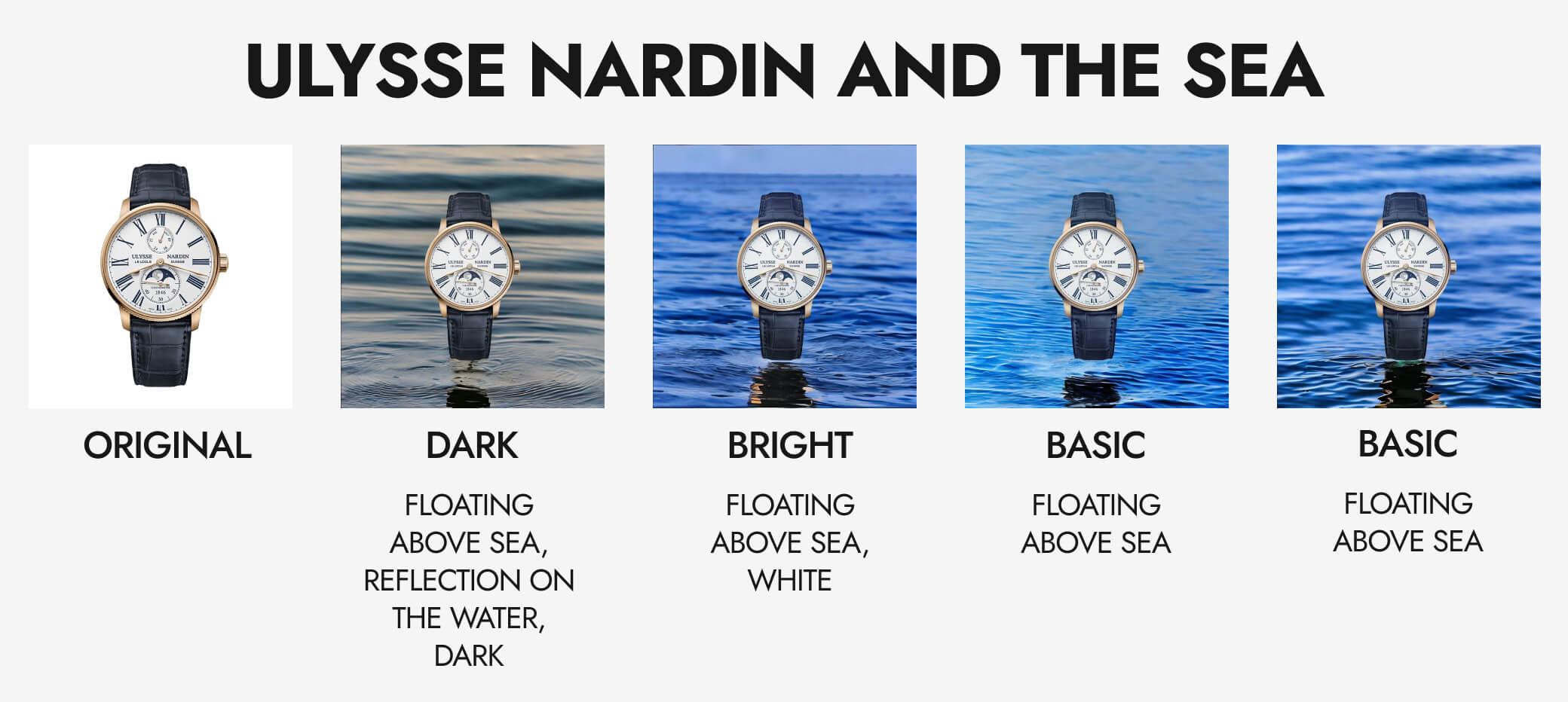 Examples of generated images of Ulysse Nardin's marine collection