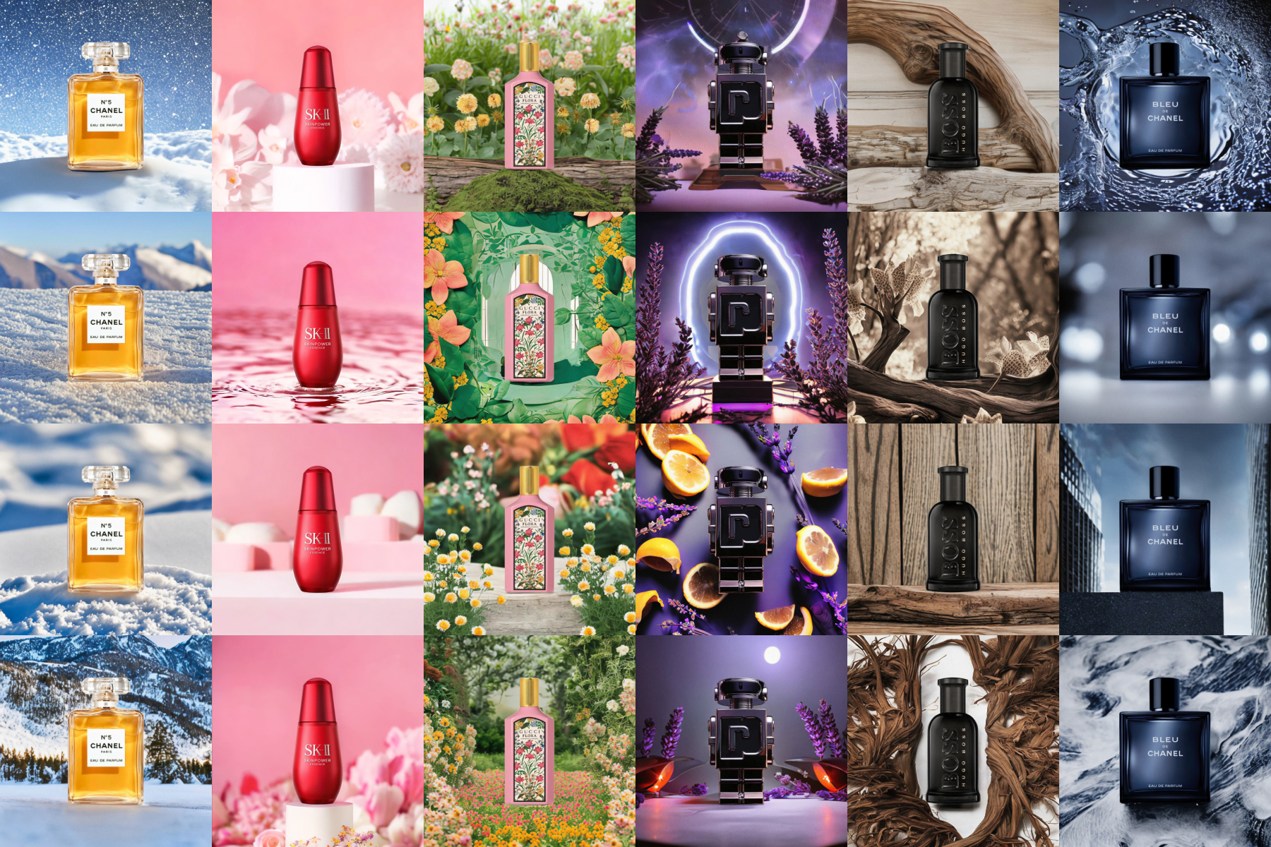 A collage of product images with consistent brand colors