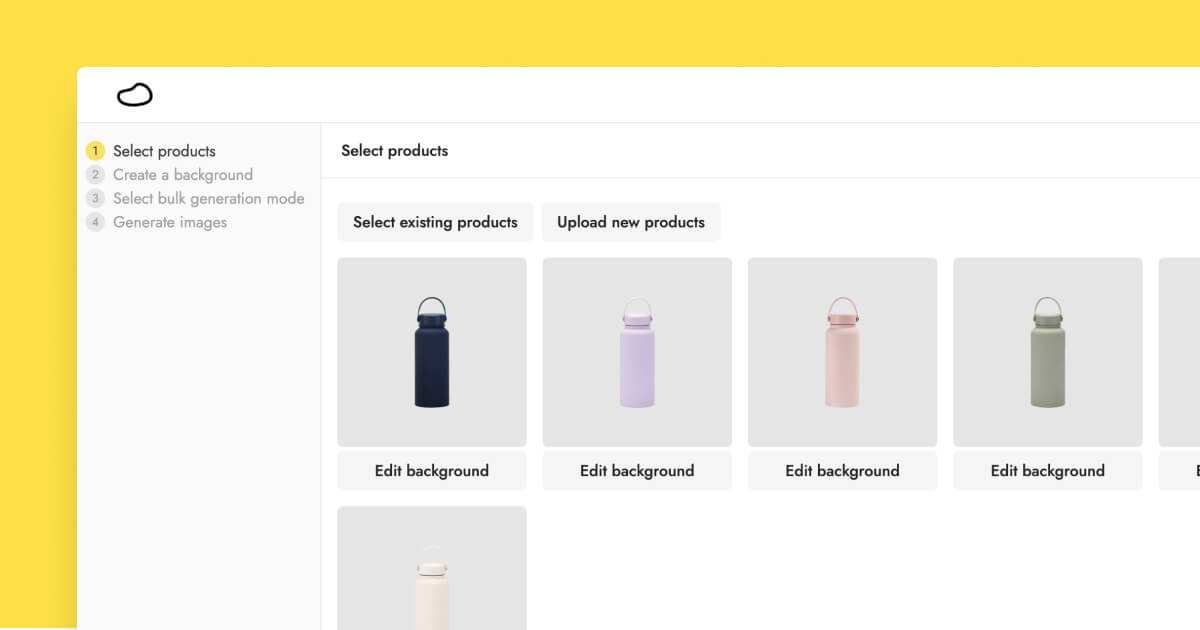 The "Edit background" for newly uploaded products