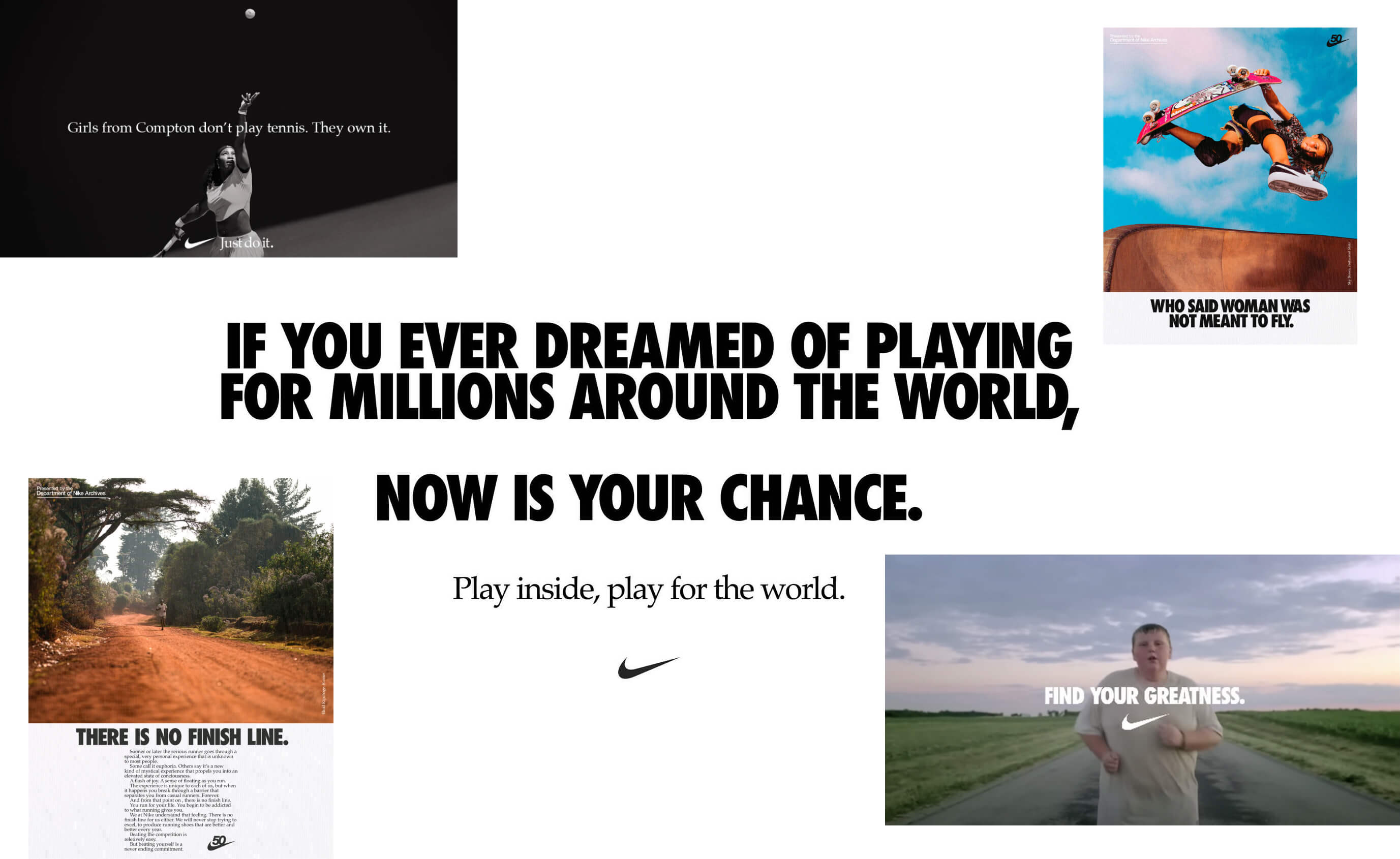 A collage of Nike ads
