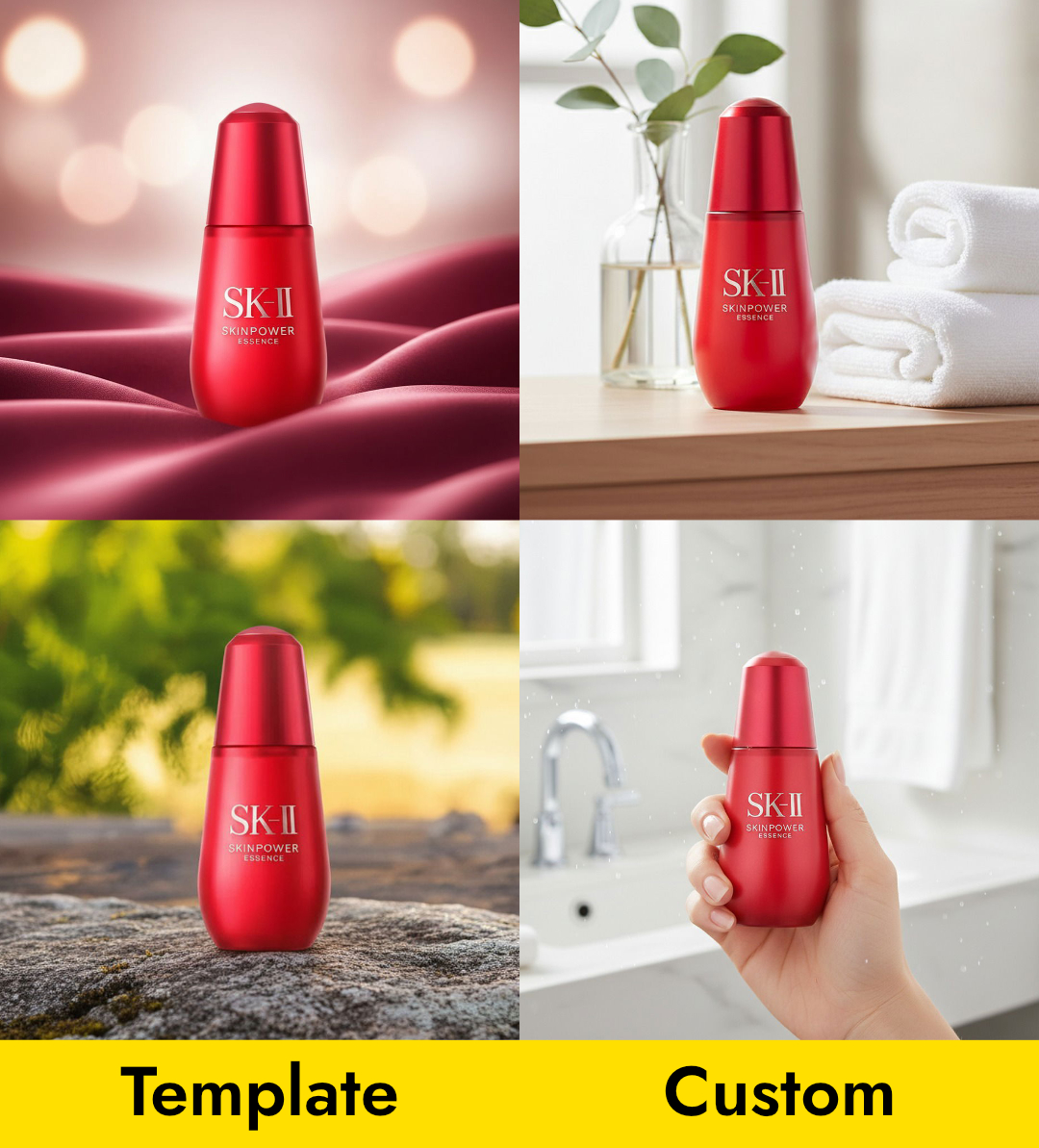 Template result vs custom prompt result for the same product