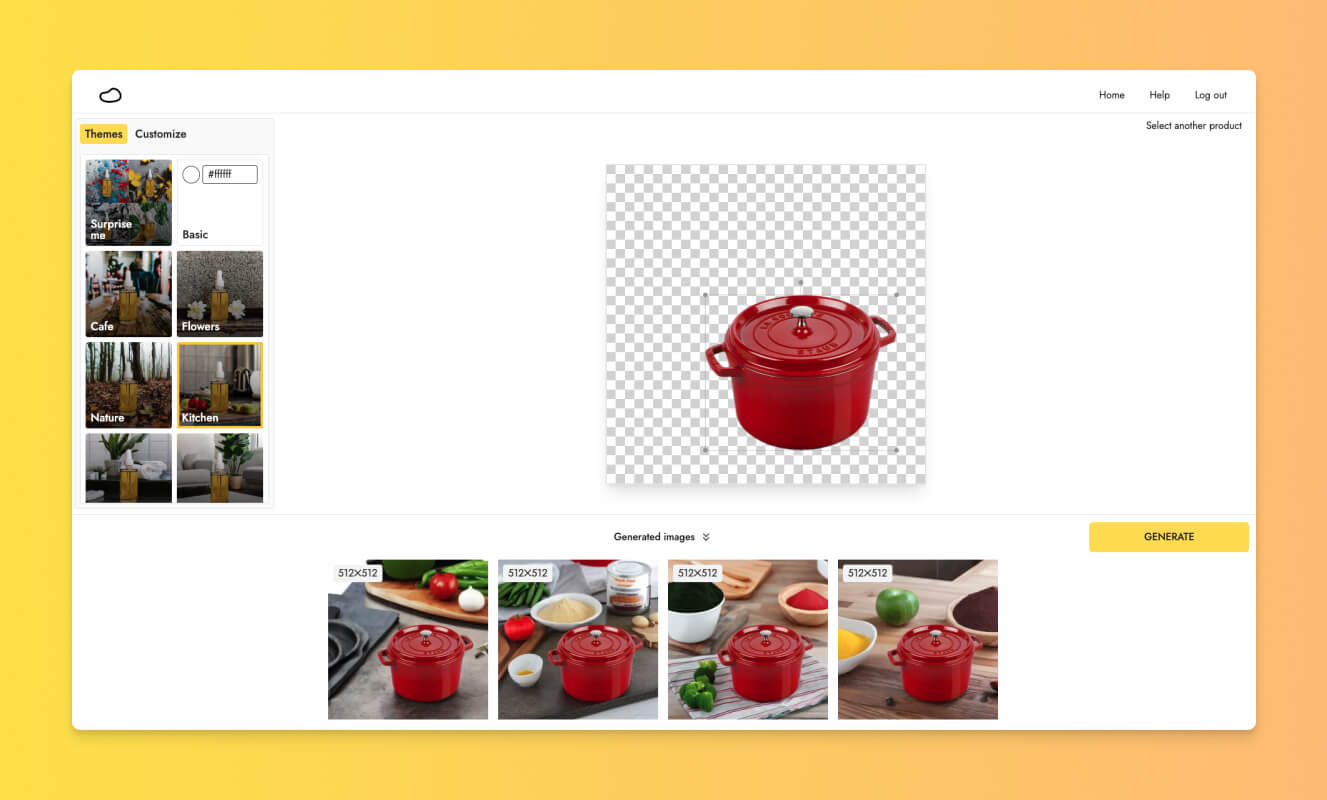 Generating images with the Kitchen theme