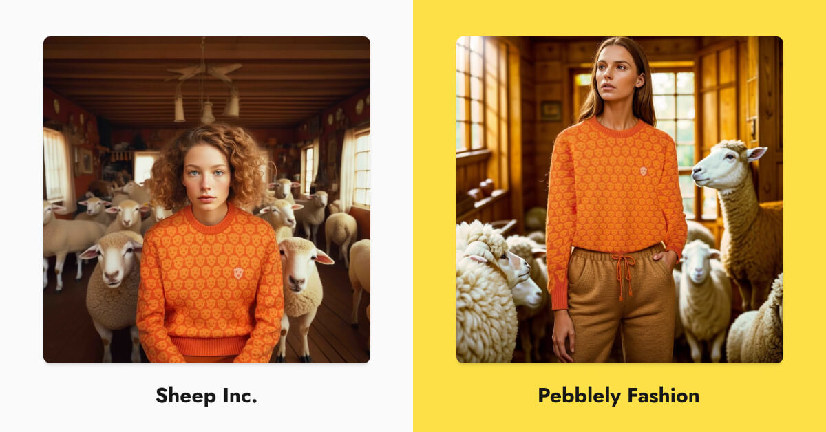 A comparison between Sheep Inc. and Pebblely's AI fashion photos