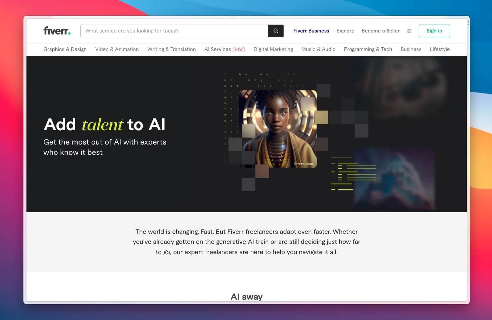 Fiverr's AI services page