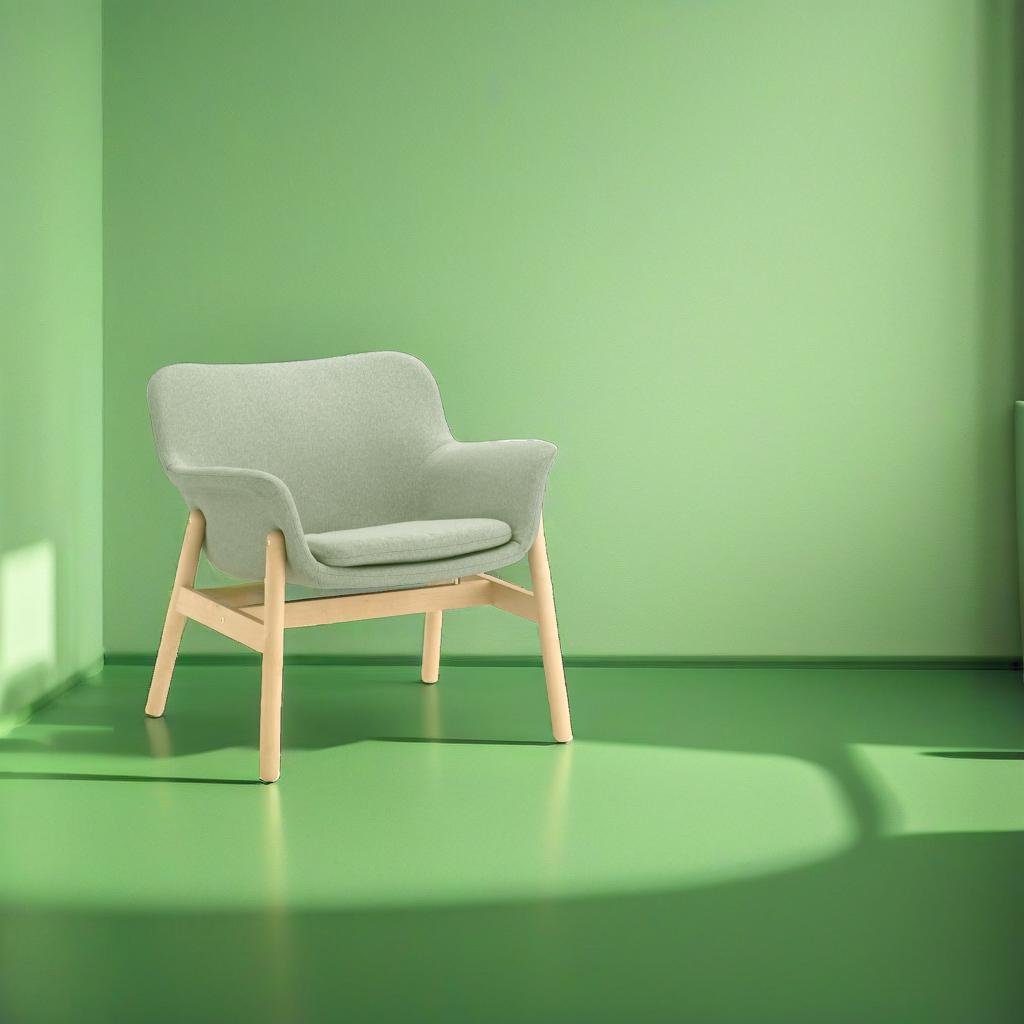 A product in a pastel green room