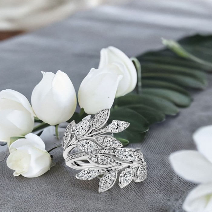 A ring surrounded by white flowers