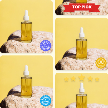 AI product images with different logo or badge